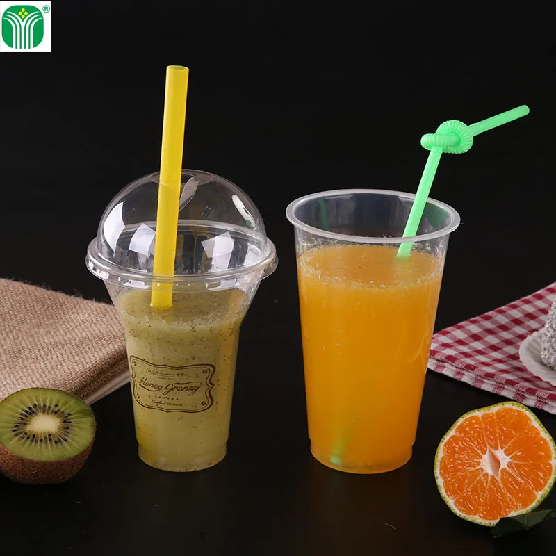 
custom disposable clear plastic cup with lid and straw 