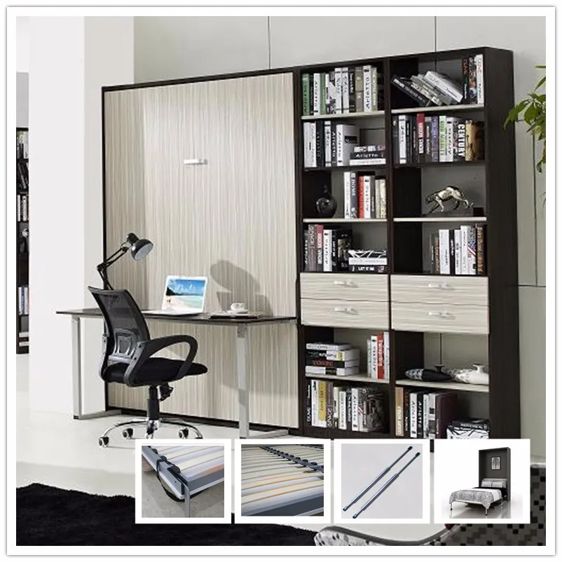 Mechanism for queen folding bed wall bed murphy bed with desk full size