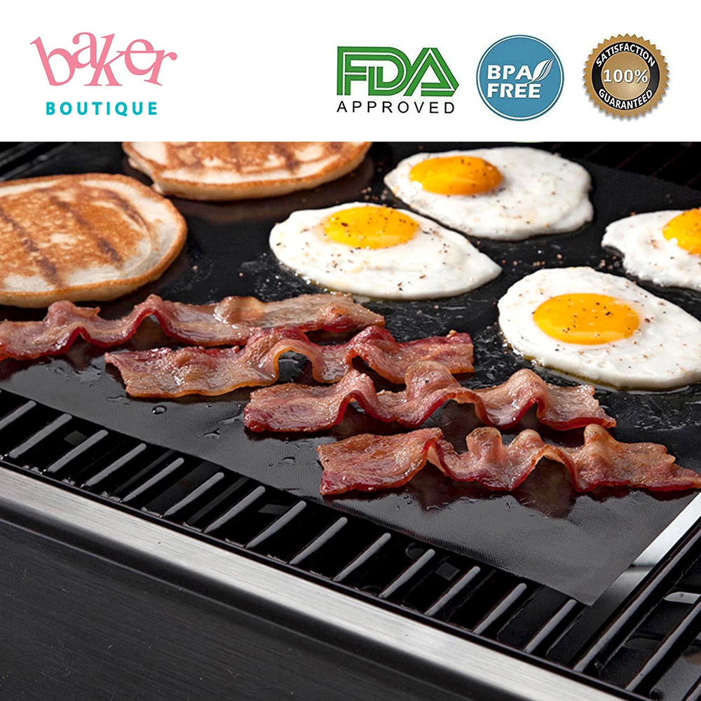 2023 Hot Sale BPA Free Black PTFE Non-stick BBQ Grill Mat