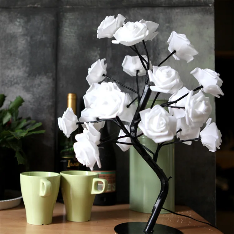 Top sale 45cm height rose led tree light battery power light