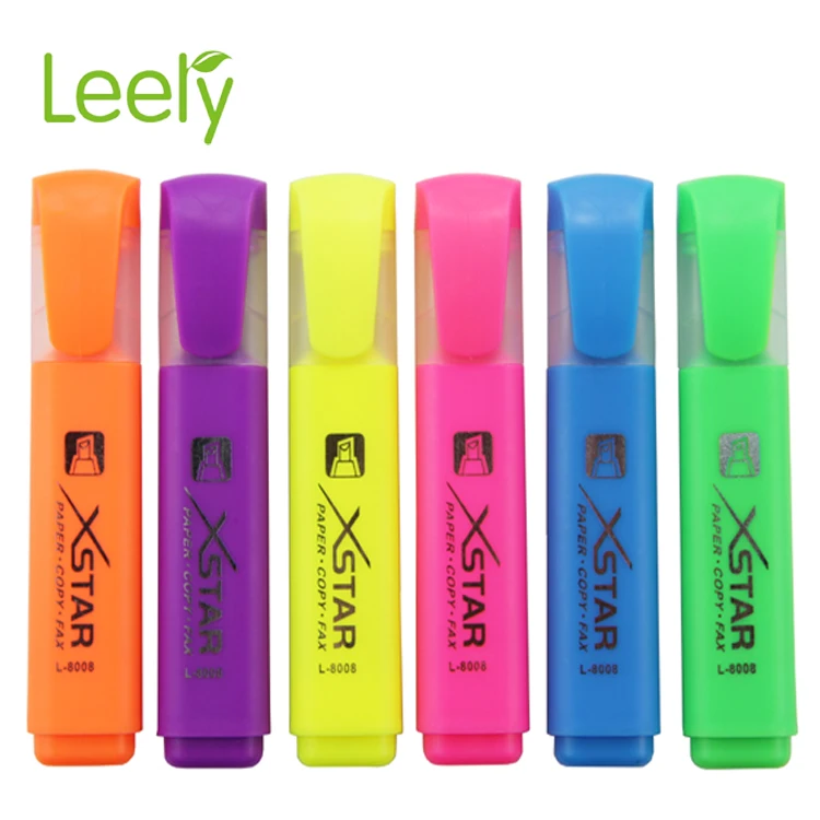 0020W Leery high quality standard size classic flat shape 6 color highlighter marker pen