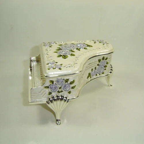 Fashion Piano Silver Enamel Metal Ring Box
