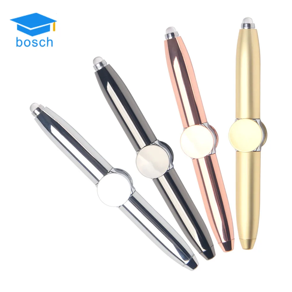 newst design hand spinner pen metal ballpoint pen with light/rotating pens