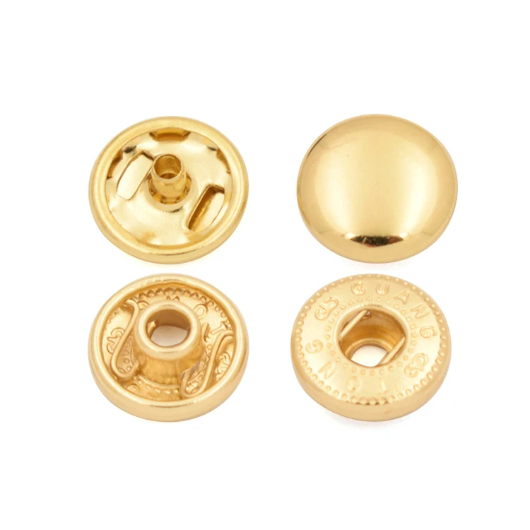 Nickel free handbag purse gold press metal four parts spring snap button press stud button