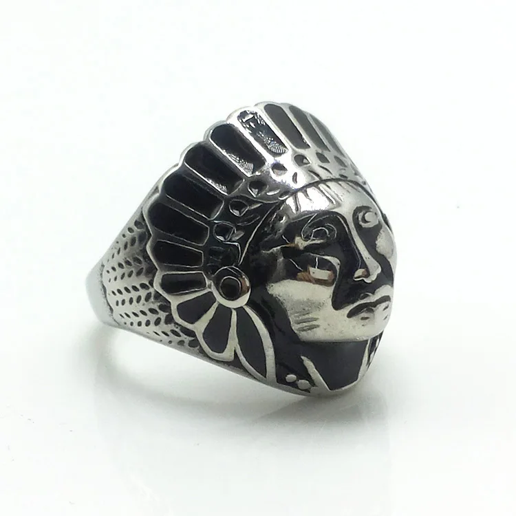2023 New Indian Chief Head Ring Men Stainless Steel Vintage Motorcycle Rider Ring