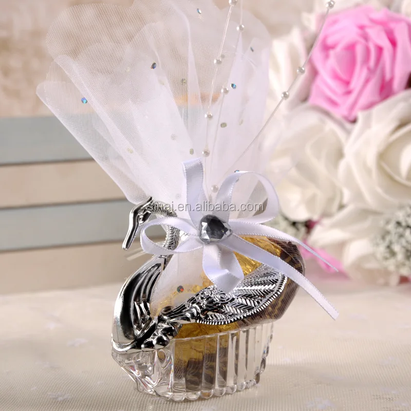 White Organza Decoration Creative Little Swan Wedding Candy Box