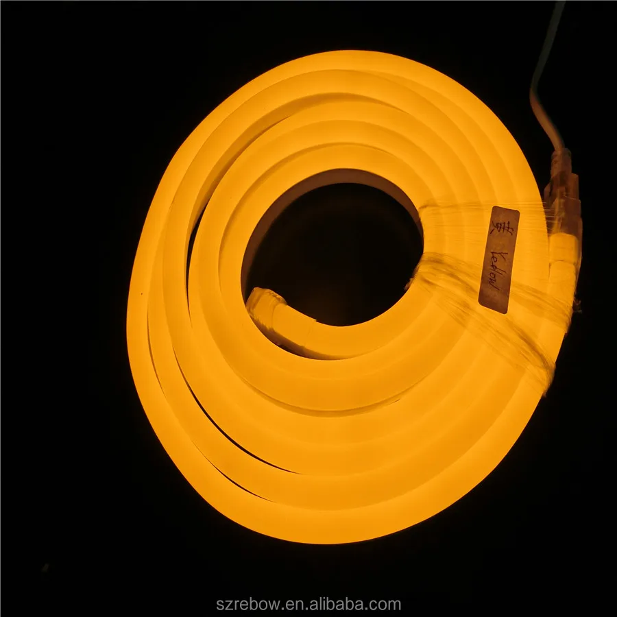 PVC Silicone IP67 Waterproof 12v 24v Yellow Neno flex rope lighting led flexible neon strip light for decorate