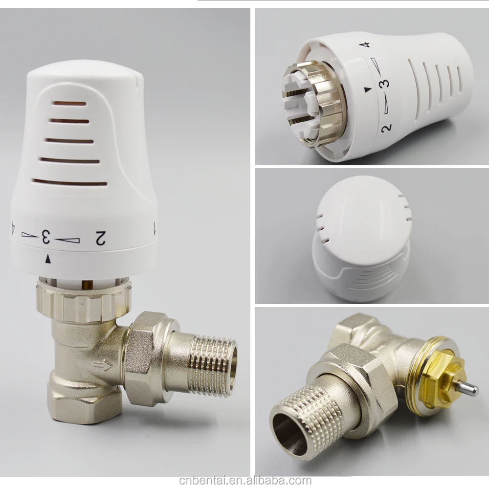 en215 standard dn15 brass angle valve and thermal expansion head for HVAC system