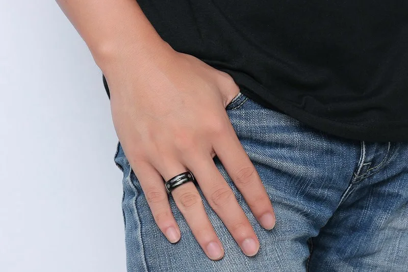 8MM High Quality Polished Tungsten Steel Black Ring
