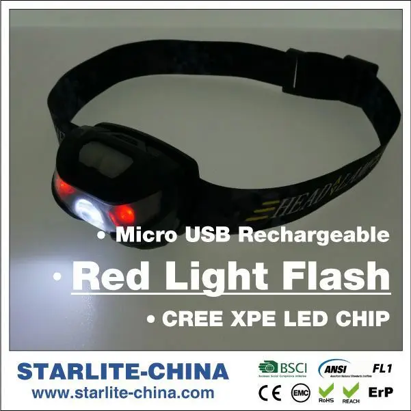 Rechargeable 30 hours worktime IPX4 waterproof 160 lumens micro-usb charging led headtorch