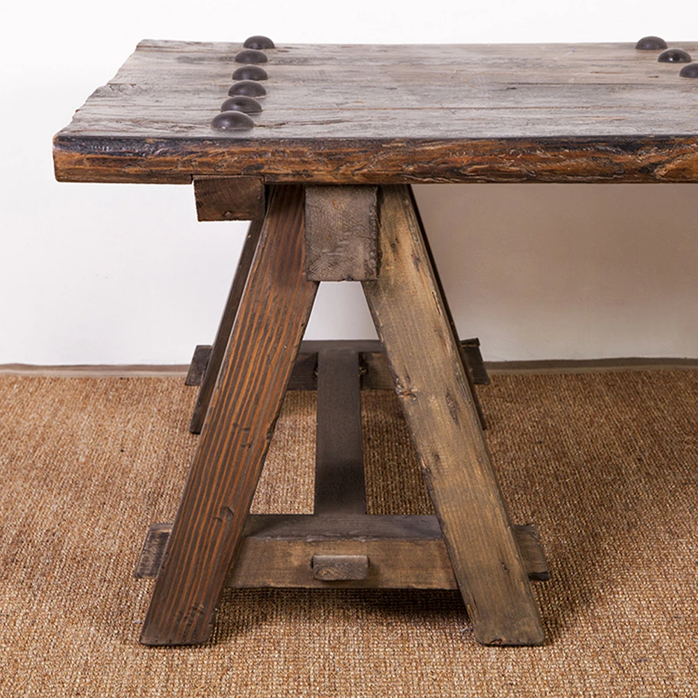 Antique vintage rustic reclaimed design wooden coffee table