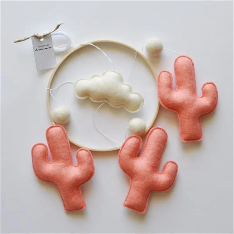 Custom design hot sale handmade green Crib Baby clouds mobile  nursery decoration cactus crib mobiles