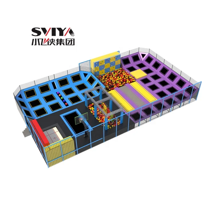 Top Sale Colorful indoor trampoline park for children with dodgeball and slam dunk for sale