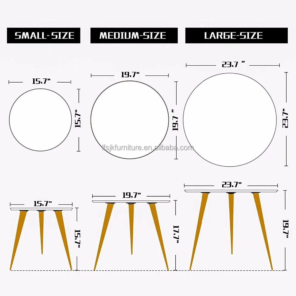 home Furniture modern coffee table MDF wooden round side table with wood legs