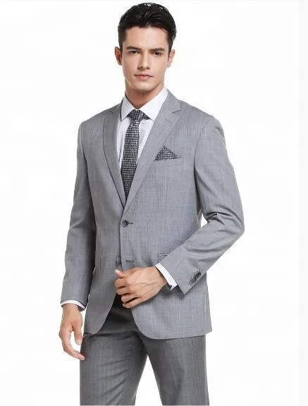 Hot selling new design coat pant men suit grey colour plain 100% wool wedding suit for men