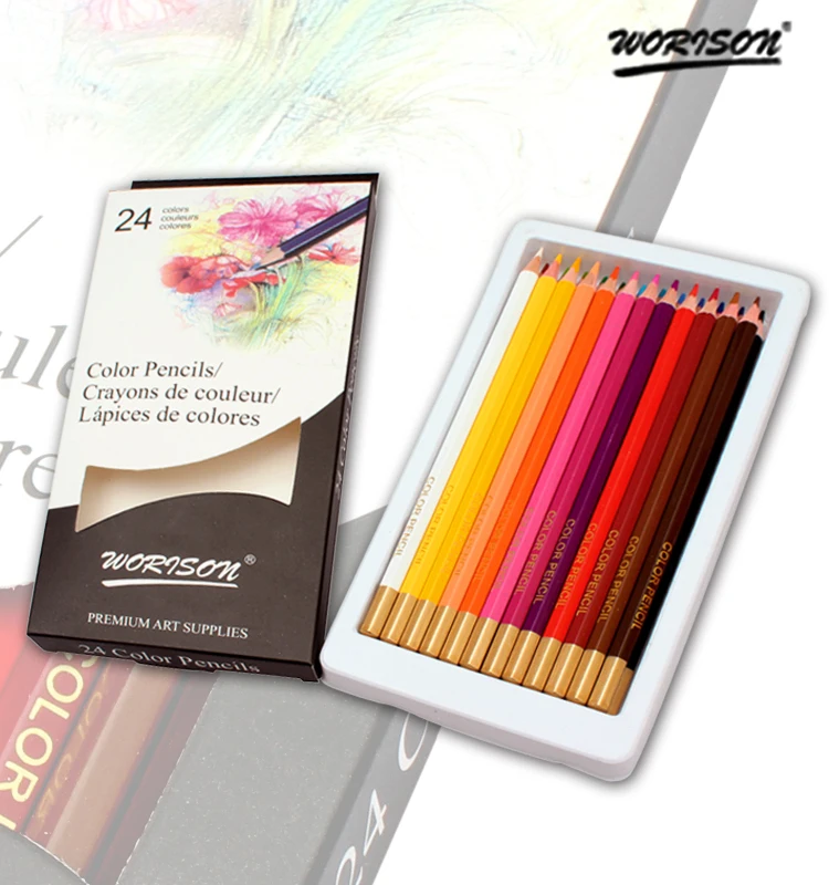 12/24Colors Wood Colored Pencils Lapis De Cor Artist Painting Oil Color Pencil For School Drawing Sketch Art Supplies