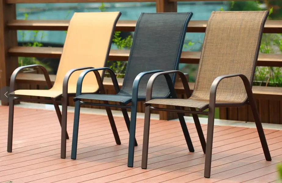 
outdoor furniture garden used patio stacking steel sling textilener chair 