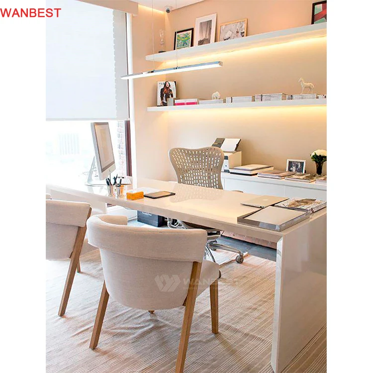 Elegant high gloss solid surface office reception desk design executive desk computer table