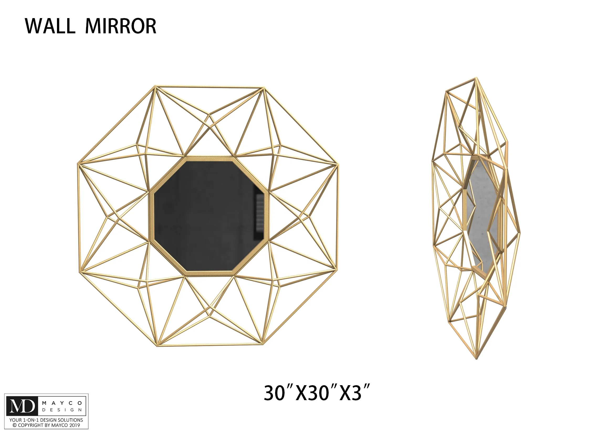 Mayco Home  Hot Sale Wall Decor Eco-friendly Abstract Antique Metal Framed Octagon Mirrors