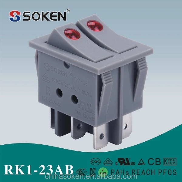 Мастер soken 6 контакт. spst spdt 16a 250 В AC red dot перекидной переключатель t85