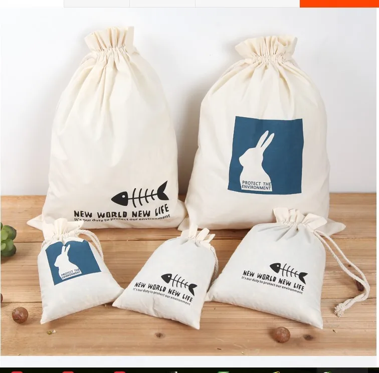 Customized High Quality Reusable Small Drawstring Cotton Muslin Bag