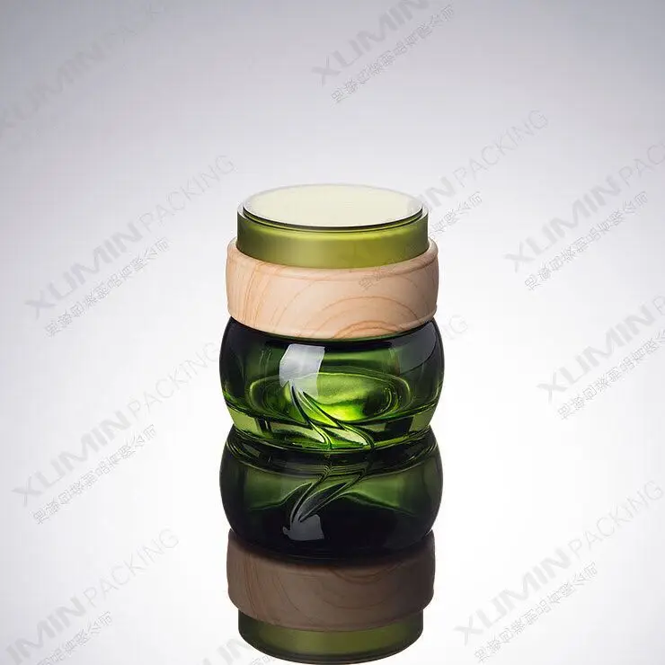 Высококачественная красная стеклянная банка для крема с золотой крышкой 50 г