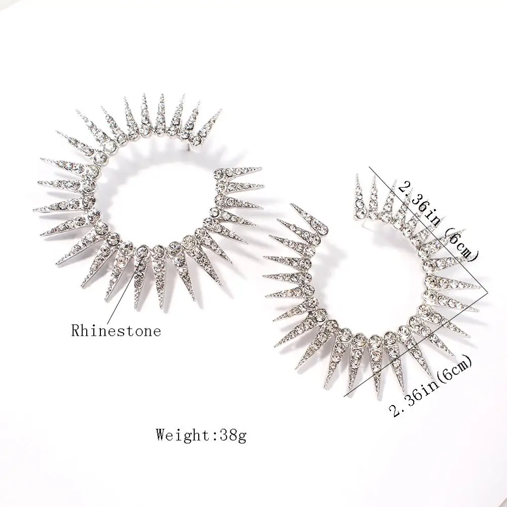 HANSIDON Trend Rhinestone Stud Earrings For Women Shin Sun Alloy Hoop Earrings Jewelry Accessories Gift New