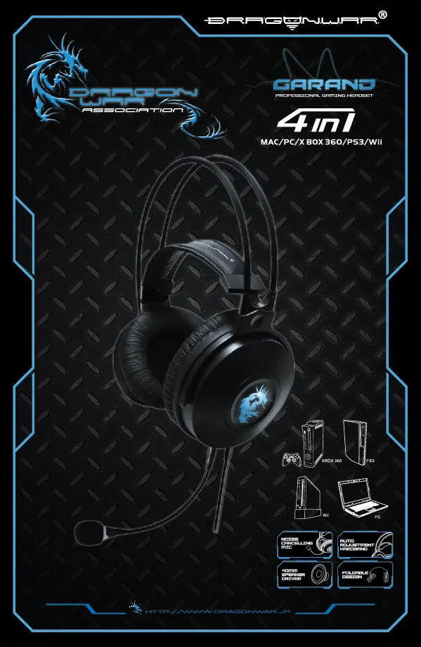 Dragon War 4 in 1 wired Gaming Headset for PC, PS3, xBox, wii