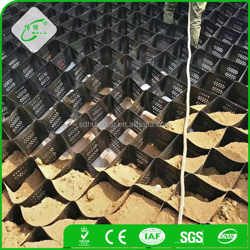 Plastic geocell core gravel stabilization grid