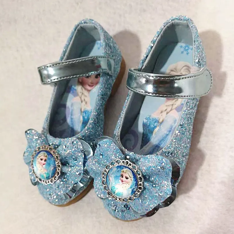 Детские тапочки льда цвета обувь Эльзы Осень блестки детская обувь