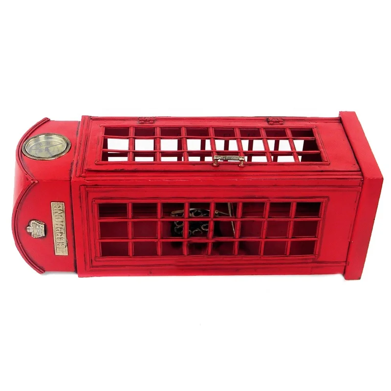  Красная антикварная лондонская общественная винтажная декорация телефонной будки масштаб 1:6 с часами для продажи от китайского производителя