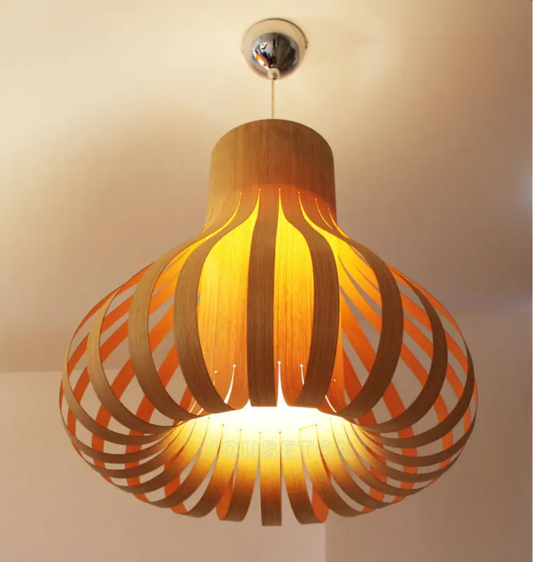 China Contemporary Hotel Restaurant Lighting Wooden Hanging Lamp Suspension Light