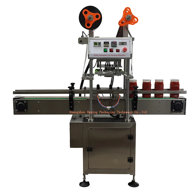 Automatic roller film thermal heat sealing machine for plastic jar bottle bucket