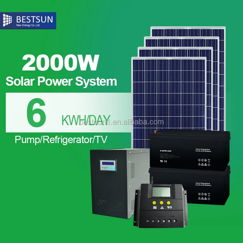 Солнечный ИБП 2000 Вт, полная домашняя солнечная энергетическая система для небольших домов, рабочая модель солнечной системы