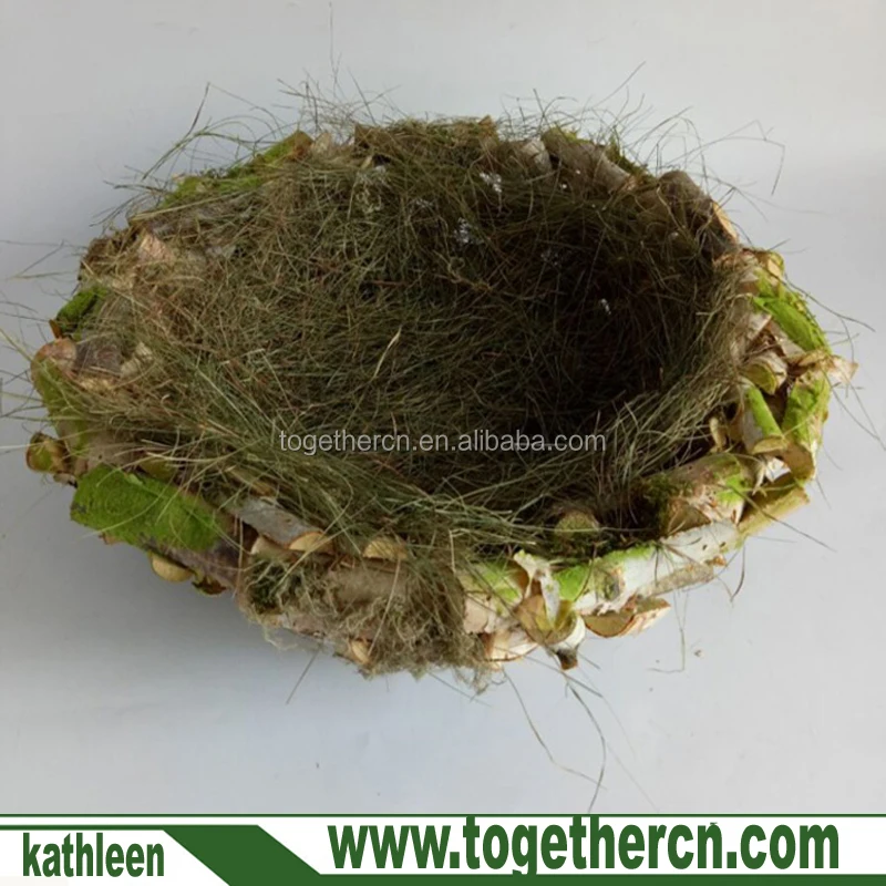 
Hot Sell Cheap Vintage Green Moss Wooden Bird Nest for Baby Photo Props 