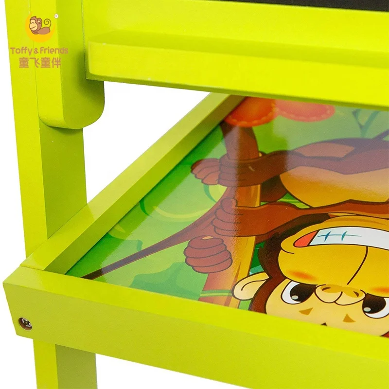 Toffy & Friends kids wooden double sided easel with magnetic letters in Jungle design