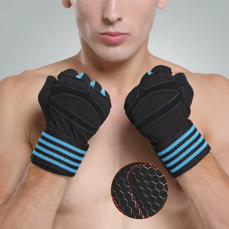 Fitness Exercise Weight Lifting Gym half finger gloves with wrist support for women men