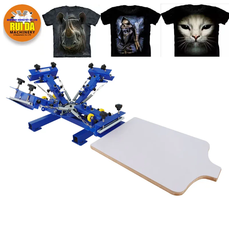 NS401-MR 4 color 1 station Manual rotary carousel offset screen printing press machine with micro-registration