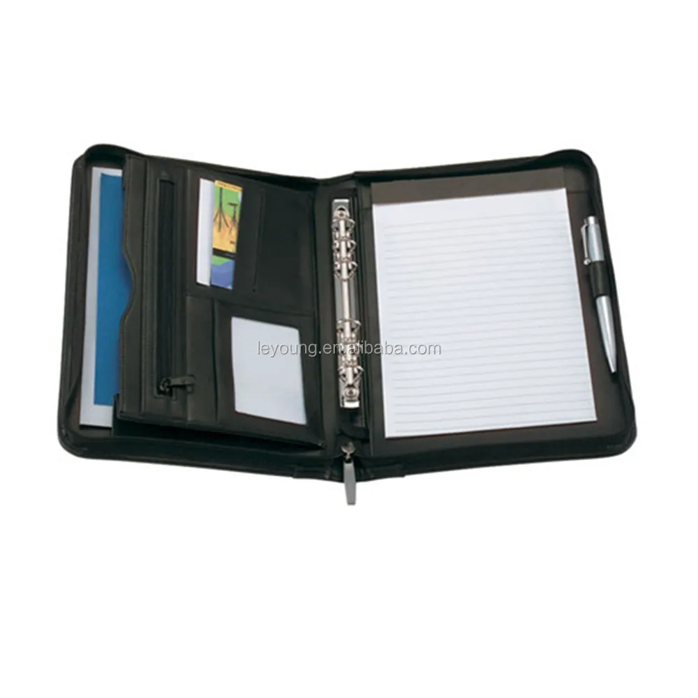 Zip Interview Conference File Folder A5 Leather Portfolio