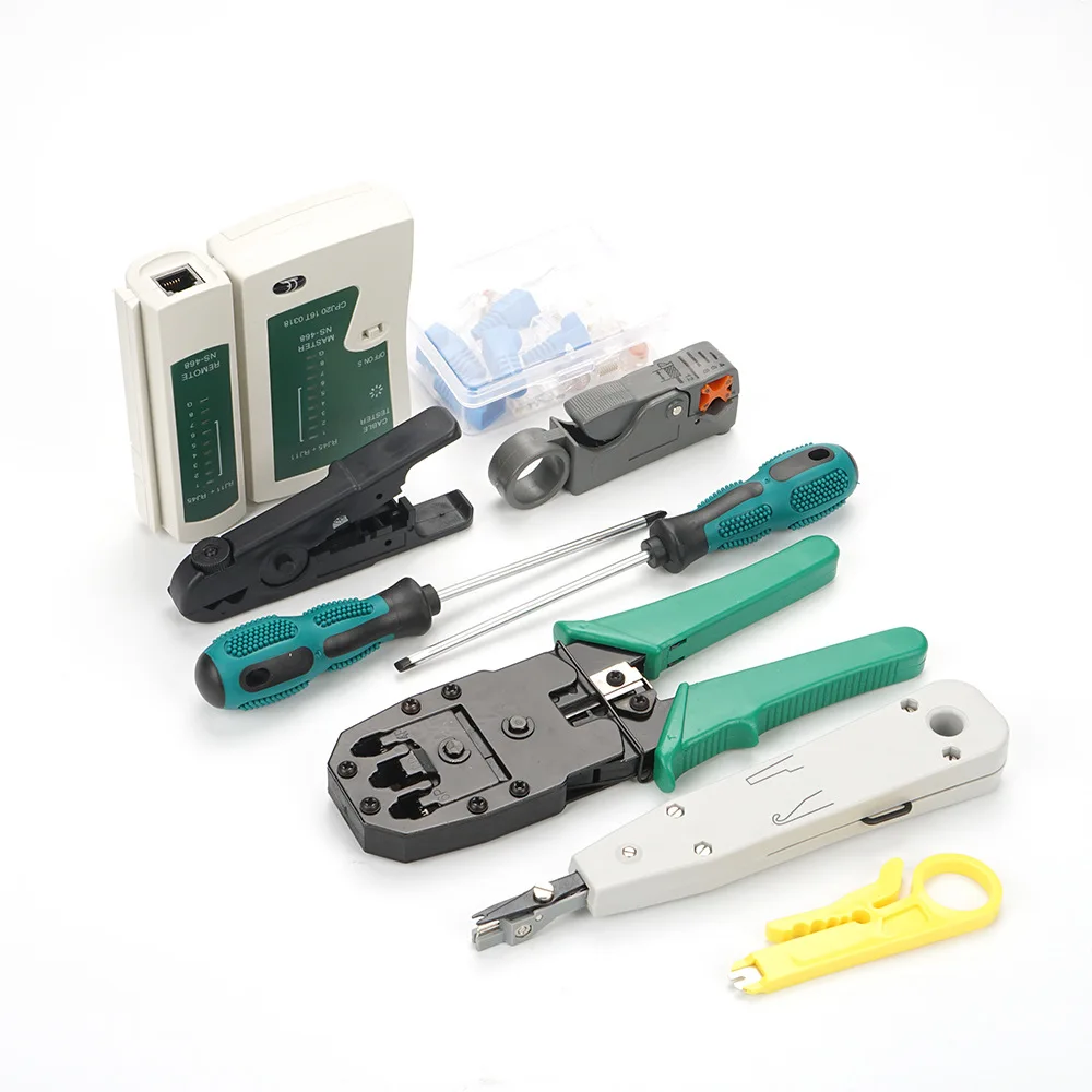 Glory Professional Crimping Cutting Stripping Hand Tool Set Network Cable RJ11 RJ45 Construction Kit Herramientas De Caja