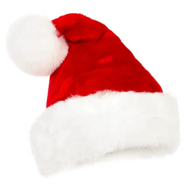 Fashion Cheap Plush Christmas Cap Santa Claus Hat With PomPom Wholesale Handmade Custom LOGO Soft Toy Christmas Hat Headband