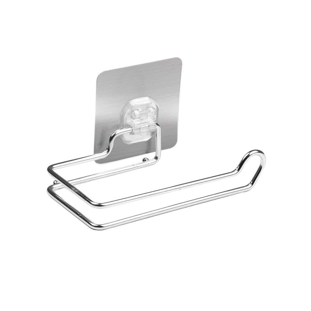 Wholesale Bathroom Stainless Steel Toilet Paper Holder Wall Mounted Self-Adhesive Magic Sticker Waterproof Tissue Holder