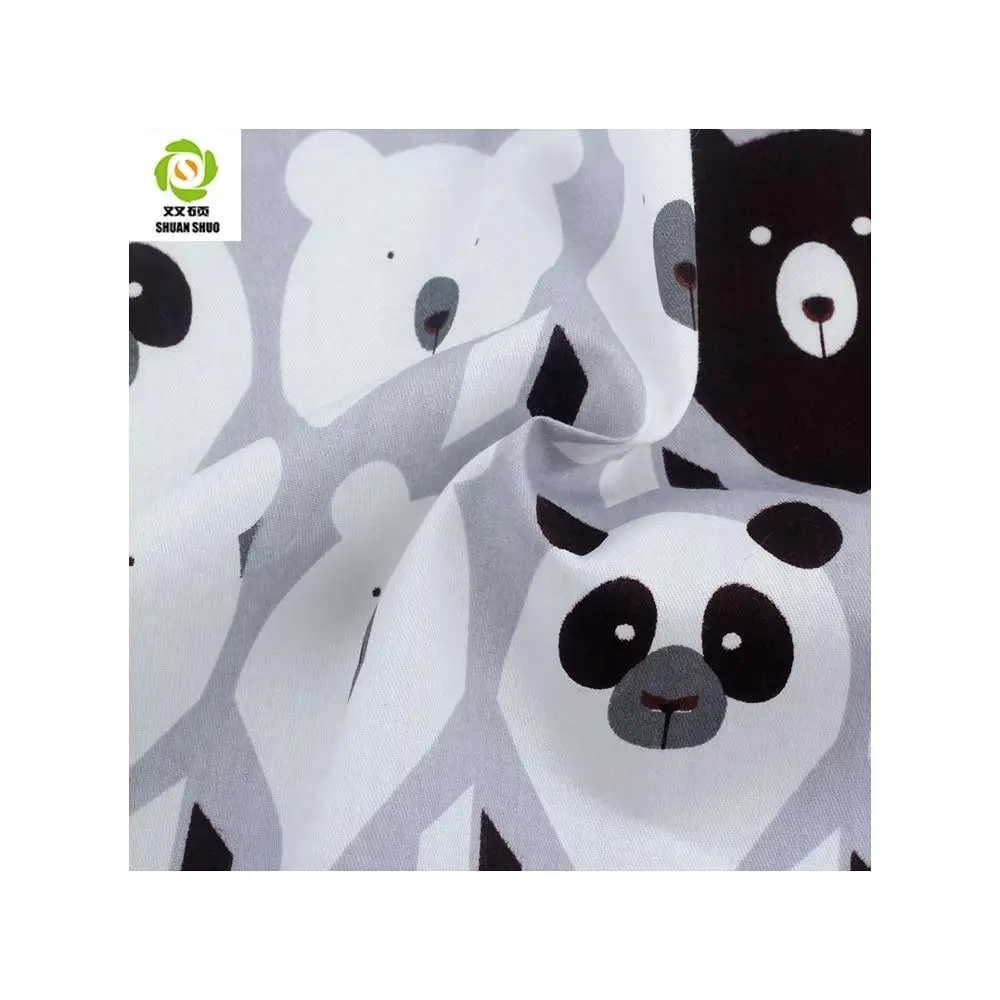 Bear Pattern 100% Cotton Fabric Twill Cartoon Printed Breathable Patchwork Cloth For Sewing Handicraft