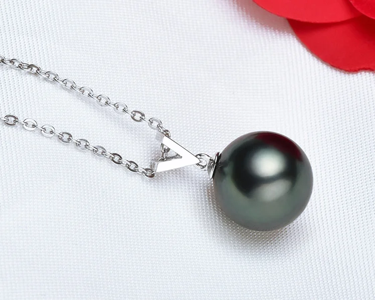 18K gold 10-11mm Classical Real Genuine Tahiti Tahitian South Sea Pearl gold jewelry