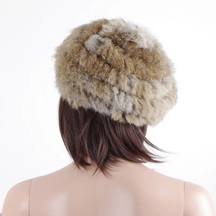 Crochet Ladies Winter Hand Knit Rabbit Fur Beret Hat