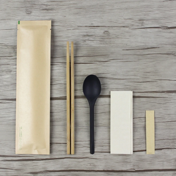 Disposable Dinnerware cornstarch cutlery packing biodegradable spoon bamboo chopstick toothpick and napkin