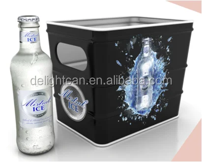 Customized print Ice beer Beverage Tin Bucket metal ice tin bucket for beer
