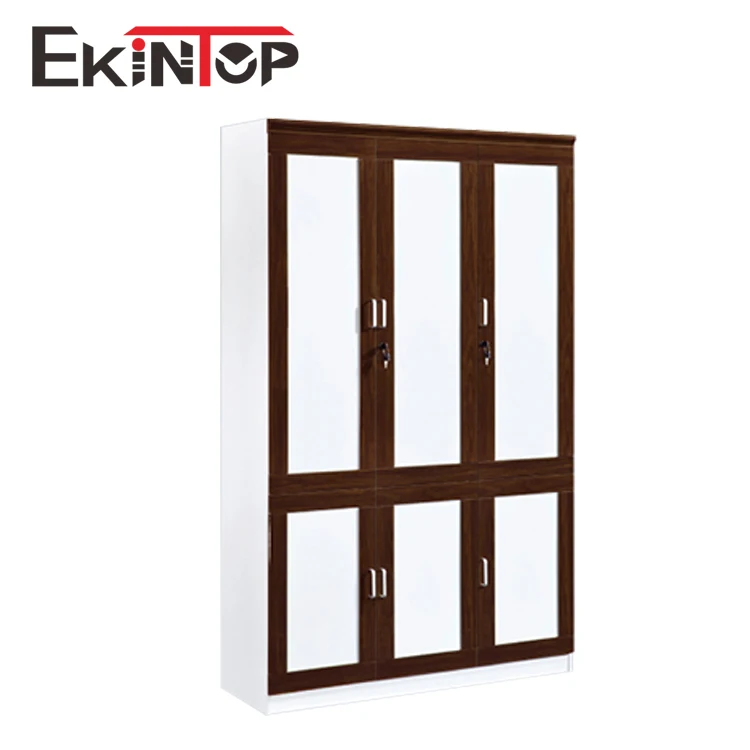 Ekintop antique chinese cheap home library 3 door office furniture bookcase wood book cabinet shelves with study table
