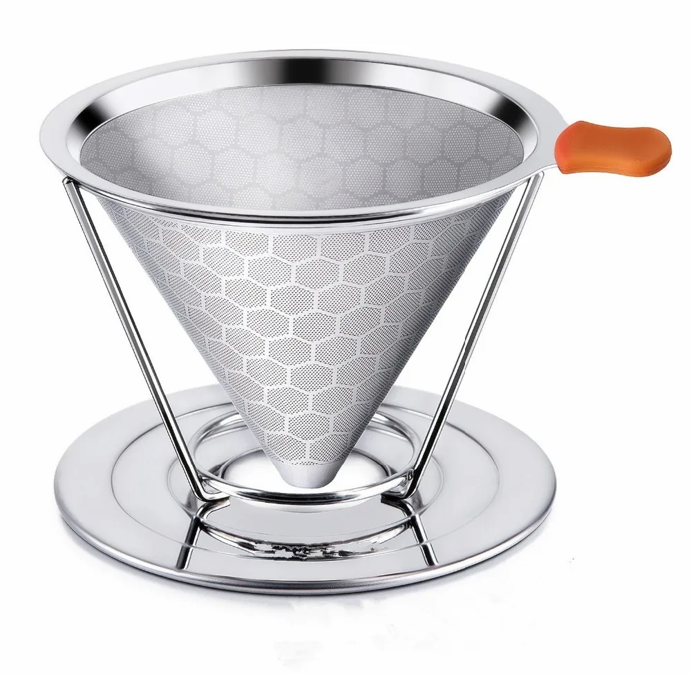 Hot Sale Stainless Steel Pour Over Coffee Filter Coffee Brewer with Separate Stand