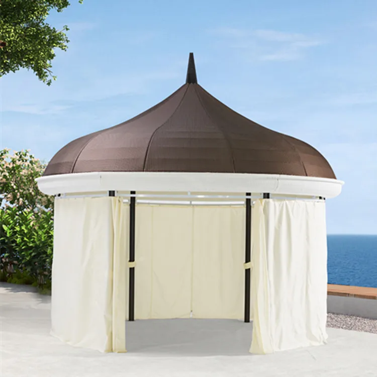 400cm Rattan Round Gazebo with Sofa Set inside High Quality Wicker New Gazebo